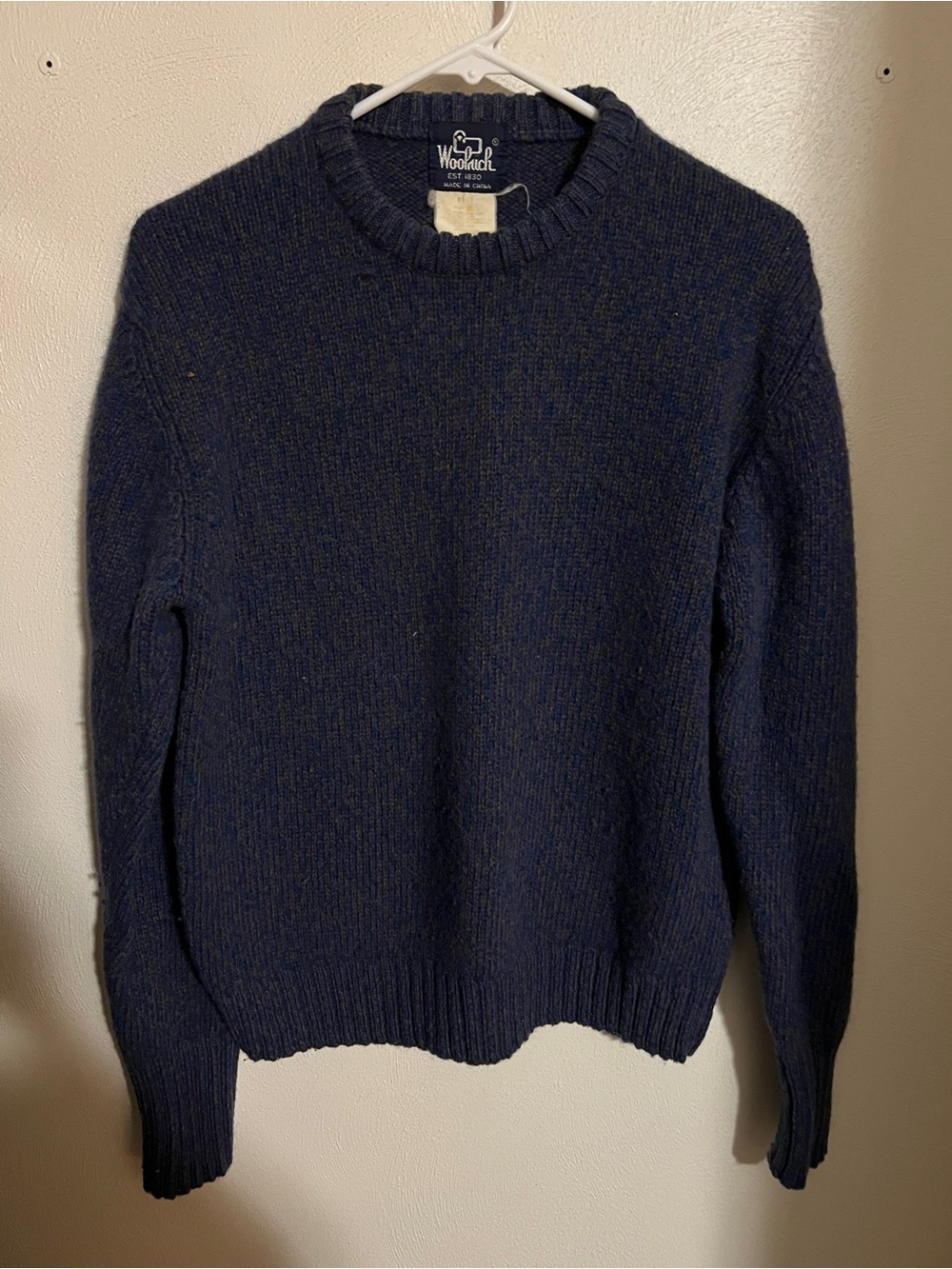 WOOLRICH Classic Vintage Casual Crewneck Winter Sweater Navy Blue Boy's Sz XL